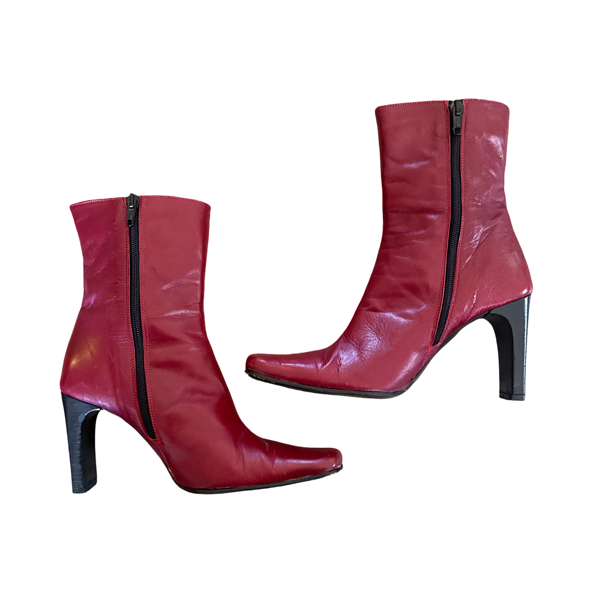 Vintage Vero Cuoio Burgundy Leather Exposed Stitch Boots