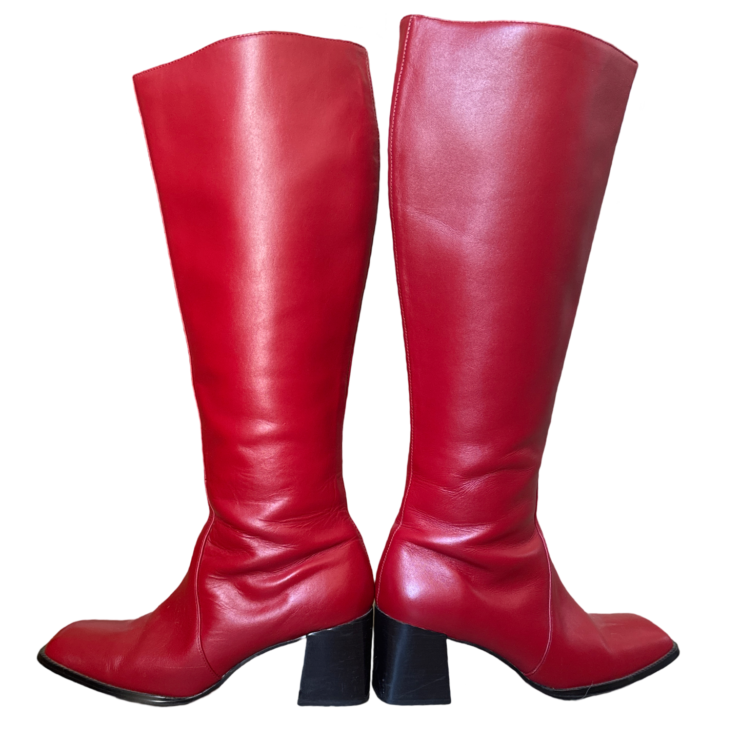 Y2k Genuine Leather Square Toe Boots