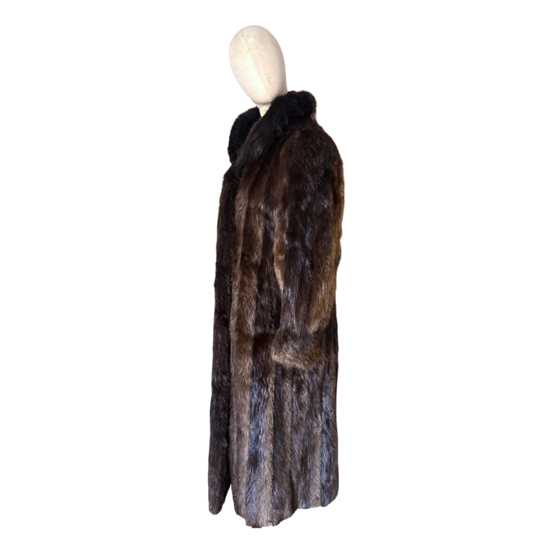 Vintage Brown Opposum Long Fur Coat