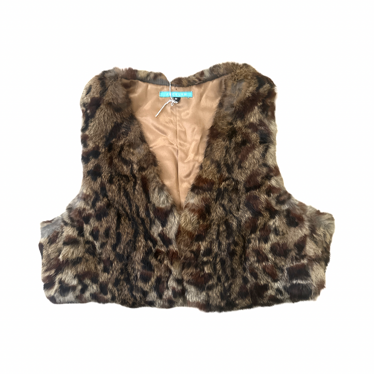Leopard Print Rabbit Fur Cropped Vest