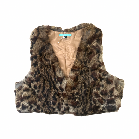 Leopard Print Rabbit Fur Cropped Vest