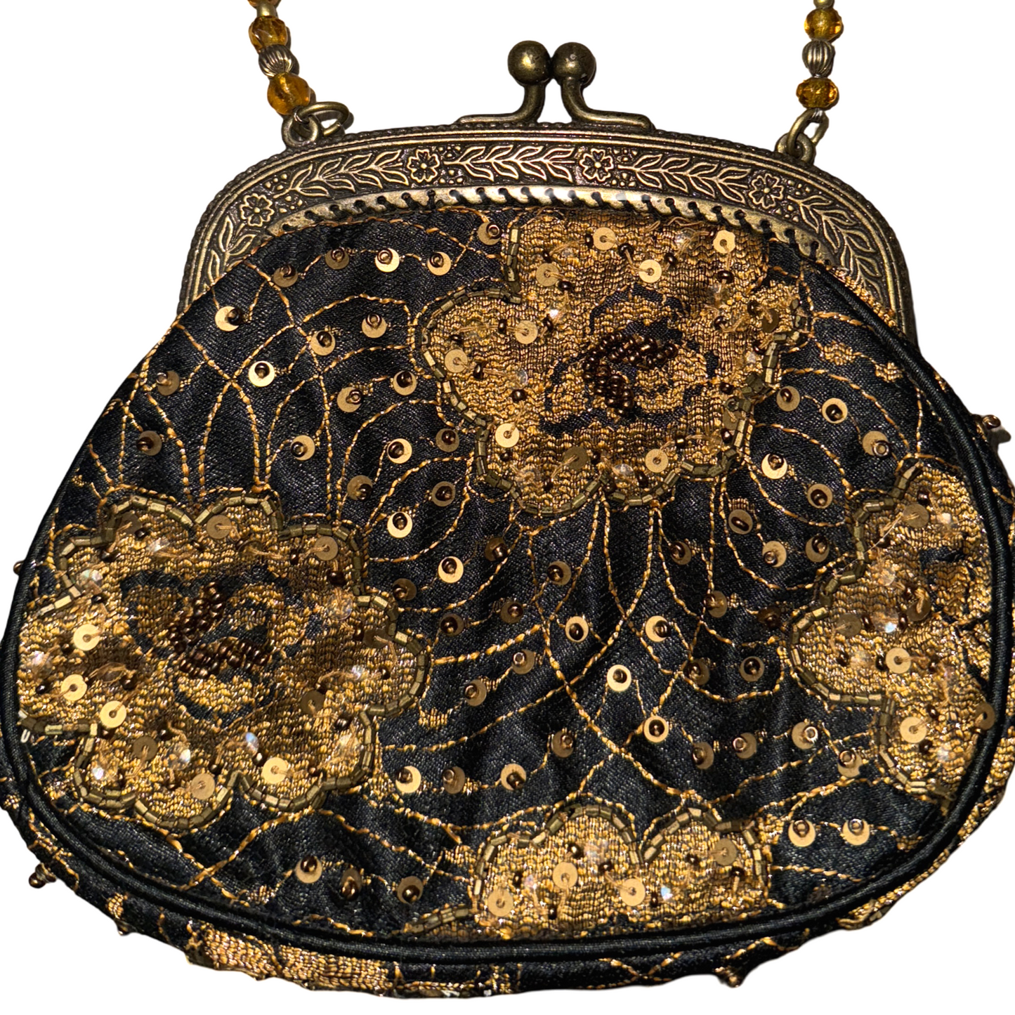 Vintage Floral Beaded Mini Hand Bag