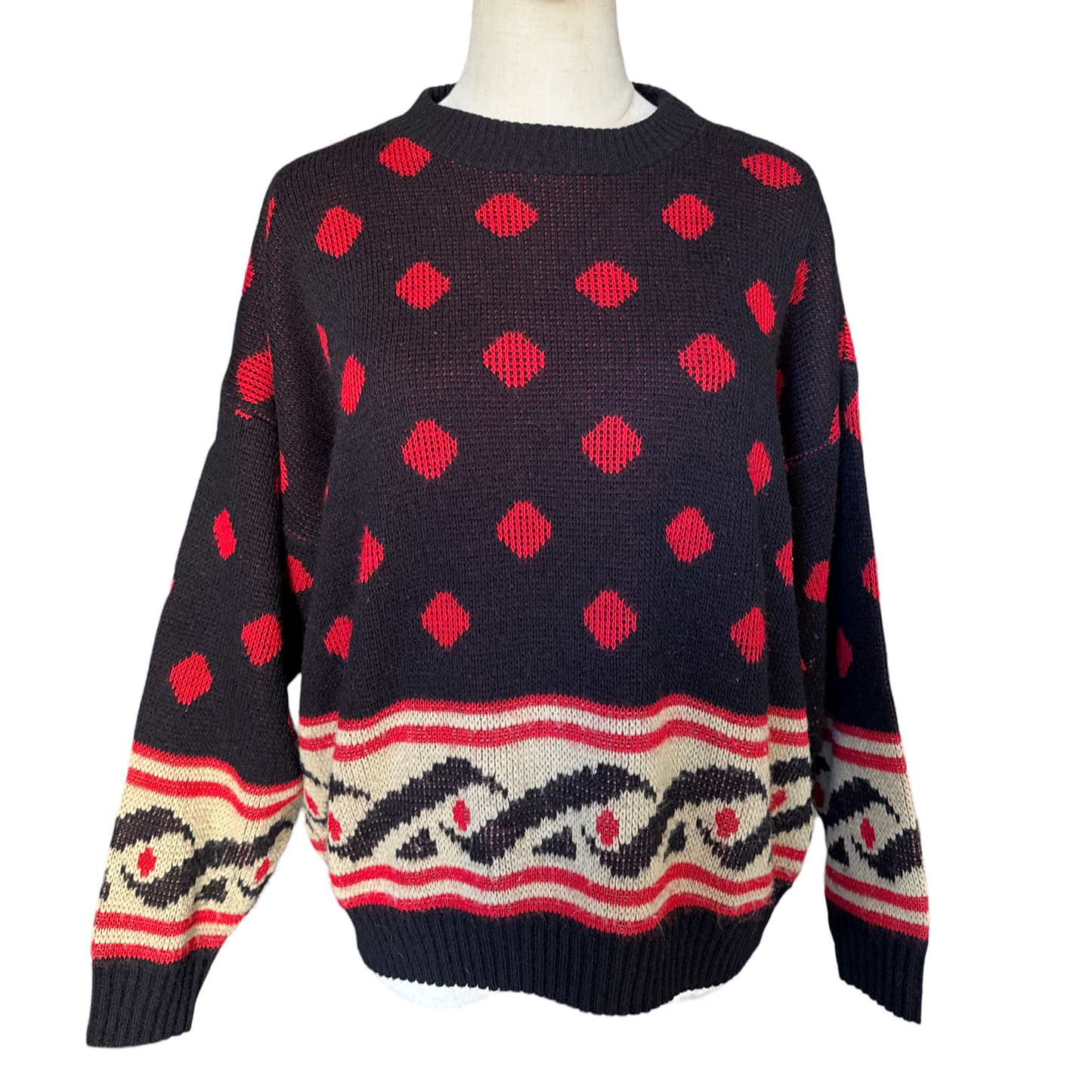 Vintage Printed Crew Neck Sweater