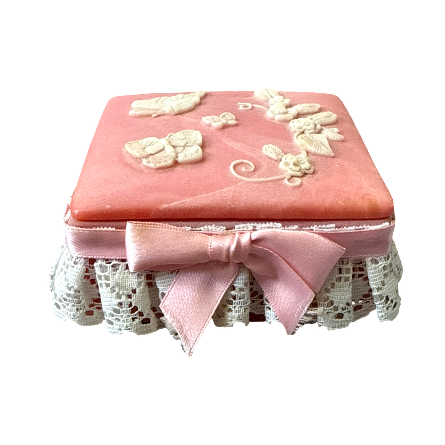 Vintage Lace Butterfly Trinket Box