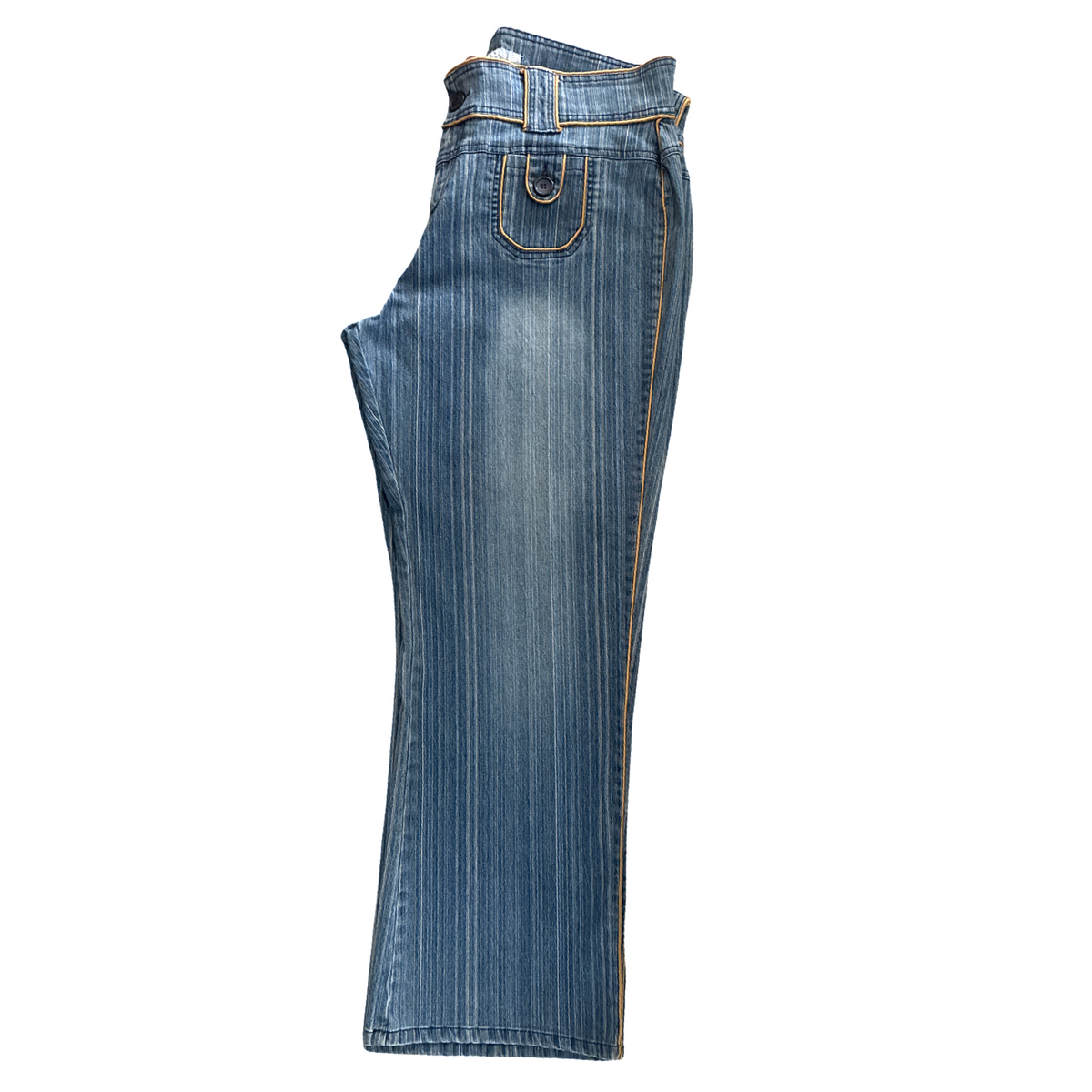 Vintage Y2K Pinstripe Embellished Flare Bootcut Jeans