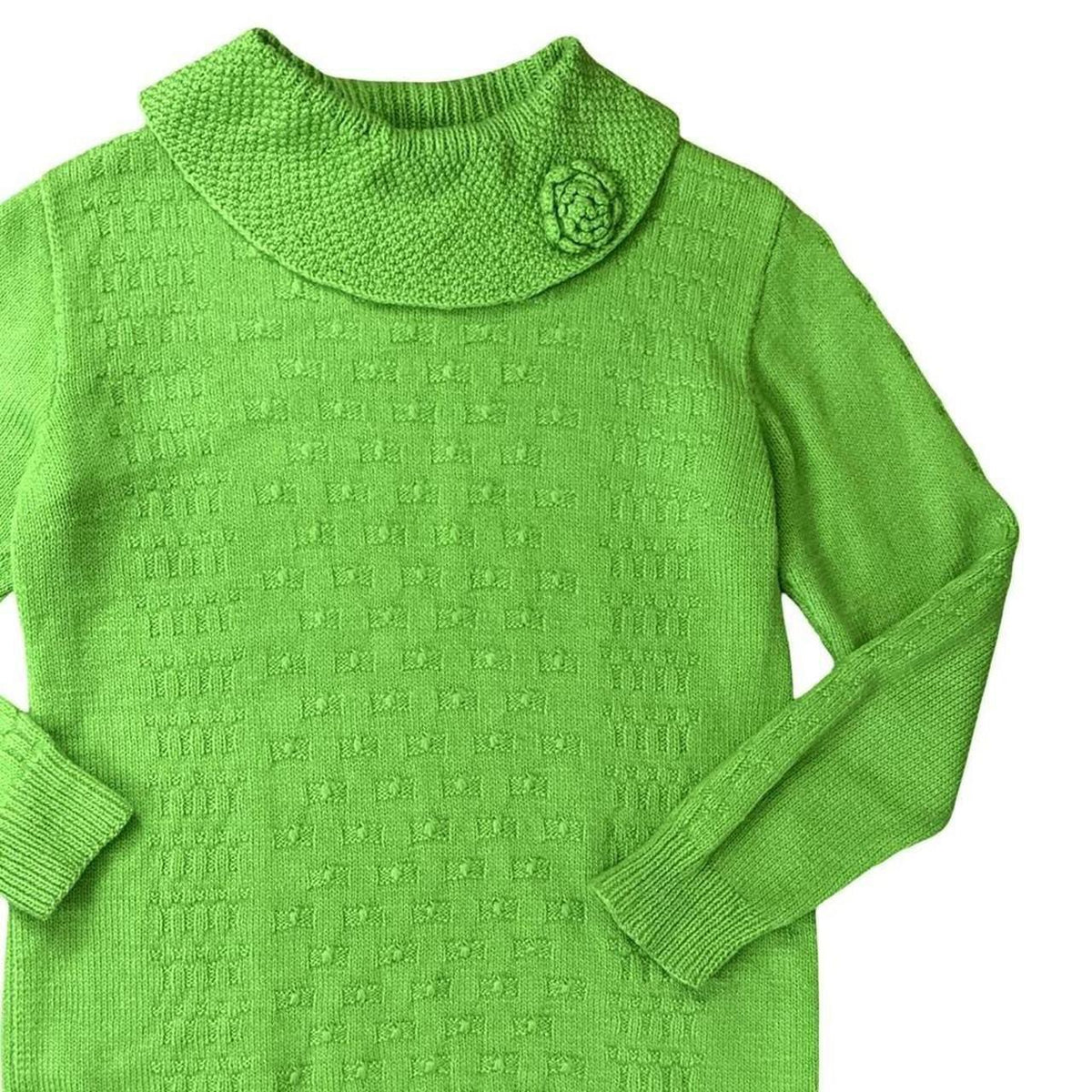 Vintage Green Flower Knit Sweater