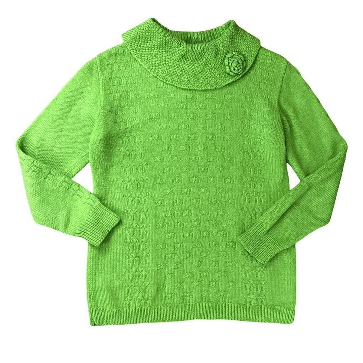Vintage Green Flower Knit Sweater