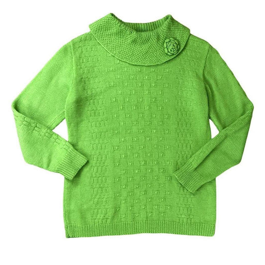 Vintage Green Flower Knit Sweater