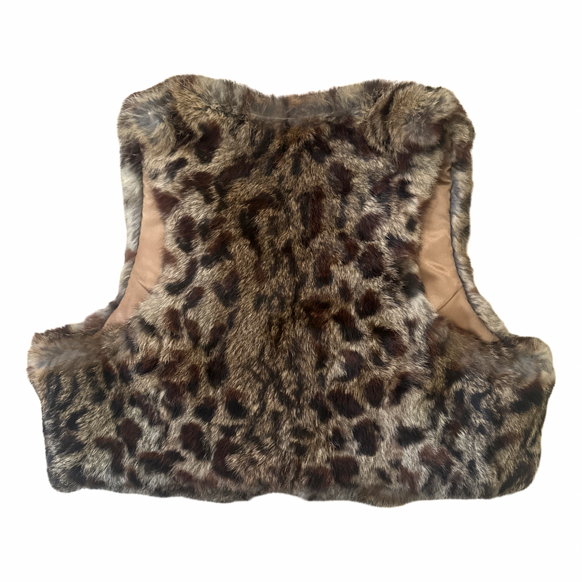 Leopard Print Rabbit Fur Cropped Vest