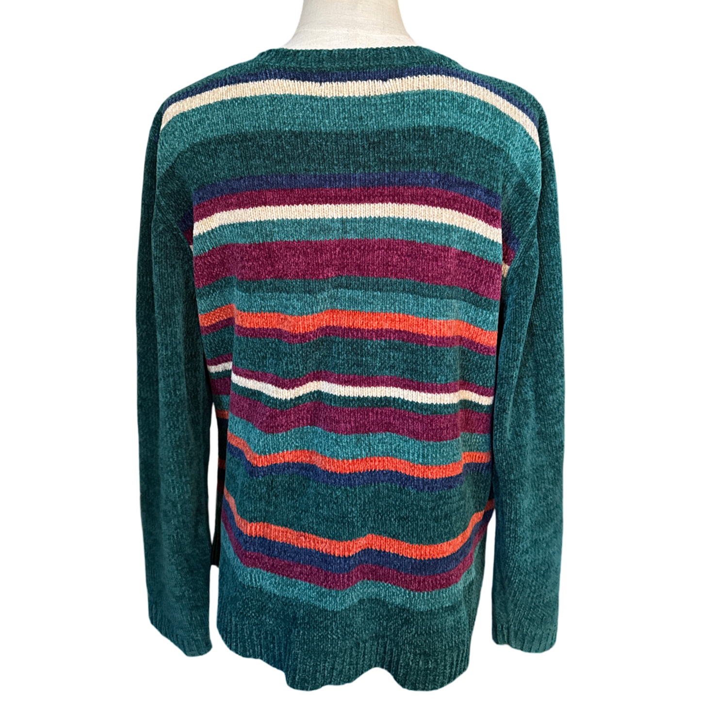 Y2K Floral Chenille Stripe Sweater