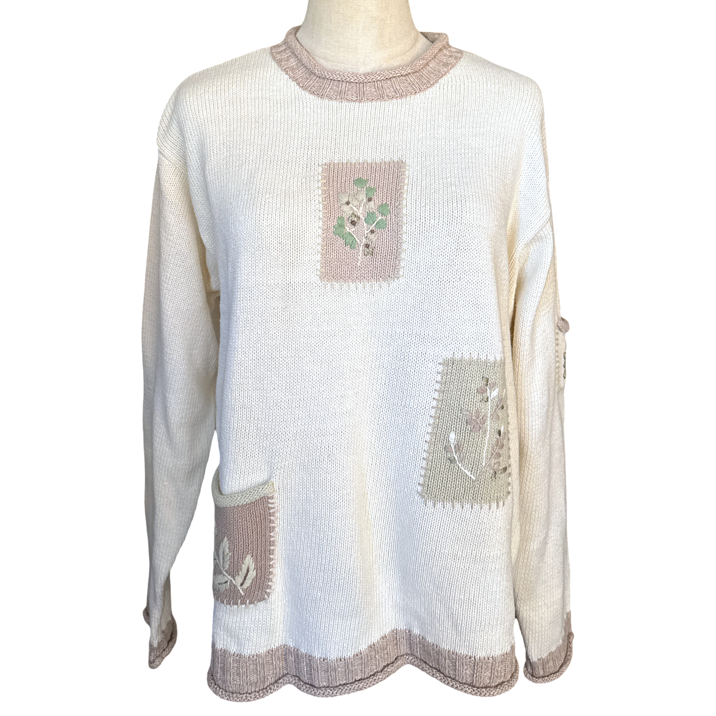 Vintage Plant Embroidered Sweater