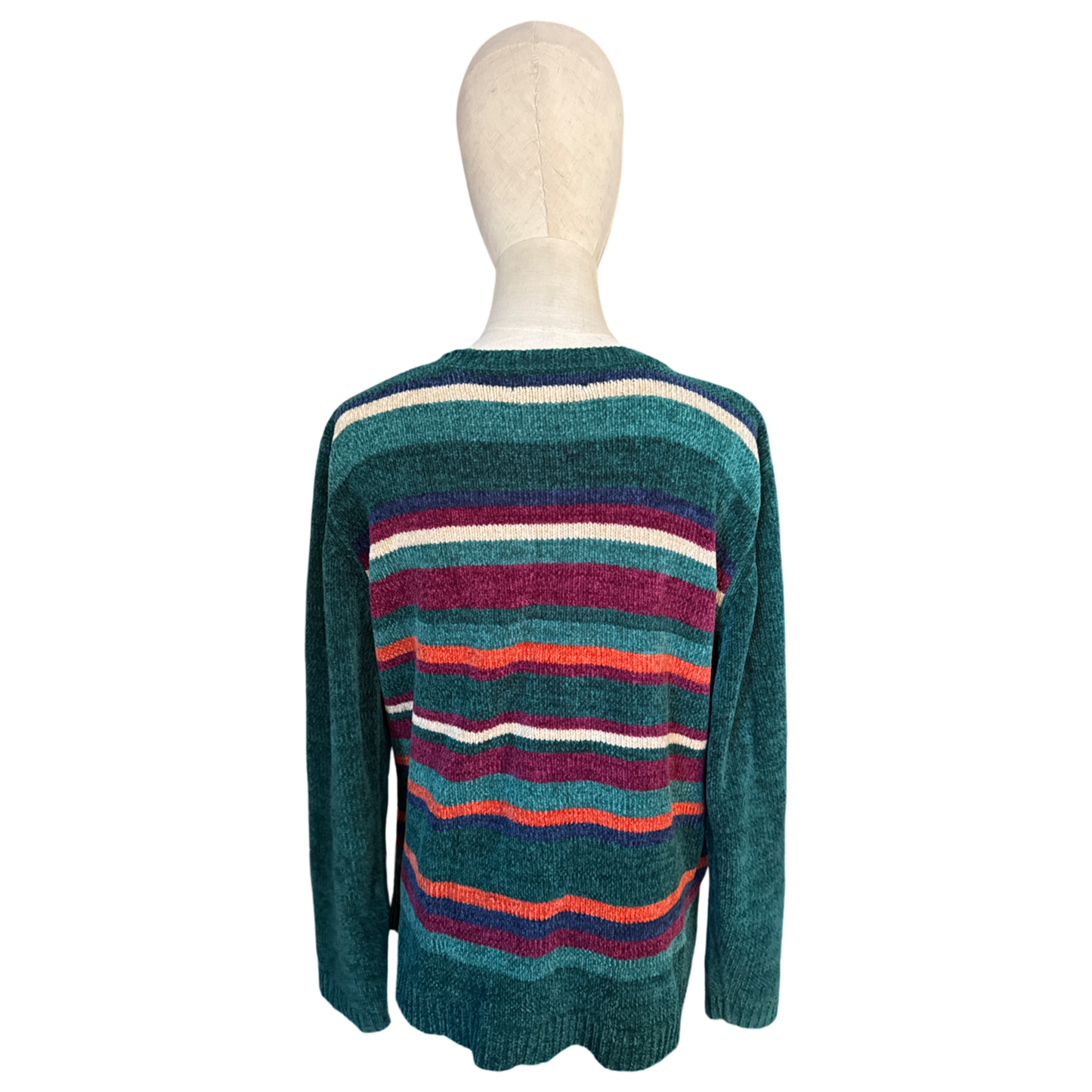 Y2K Floral Chenille Stripe Sweater