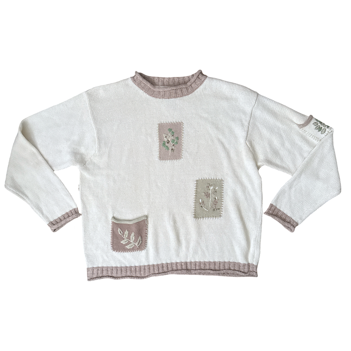 Vintage Plant Embroidered Sweater