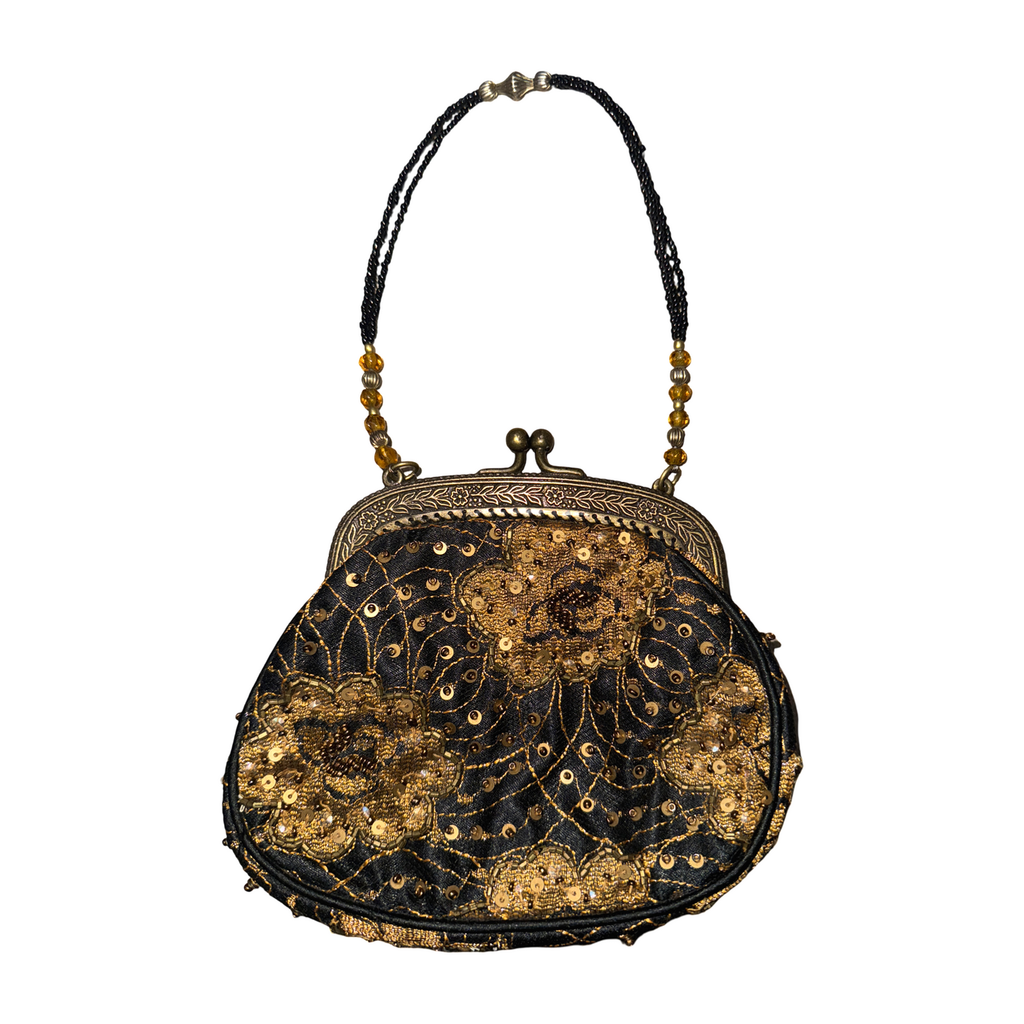 Vintage Floral Beaded Mini Hand Bag