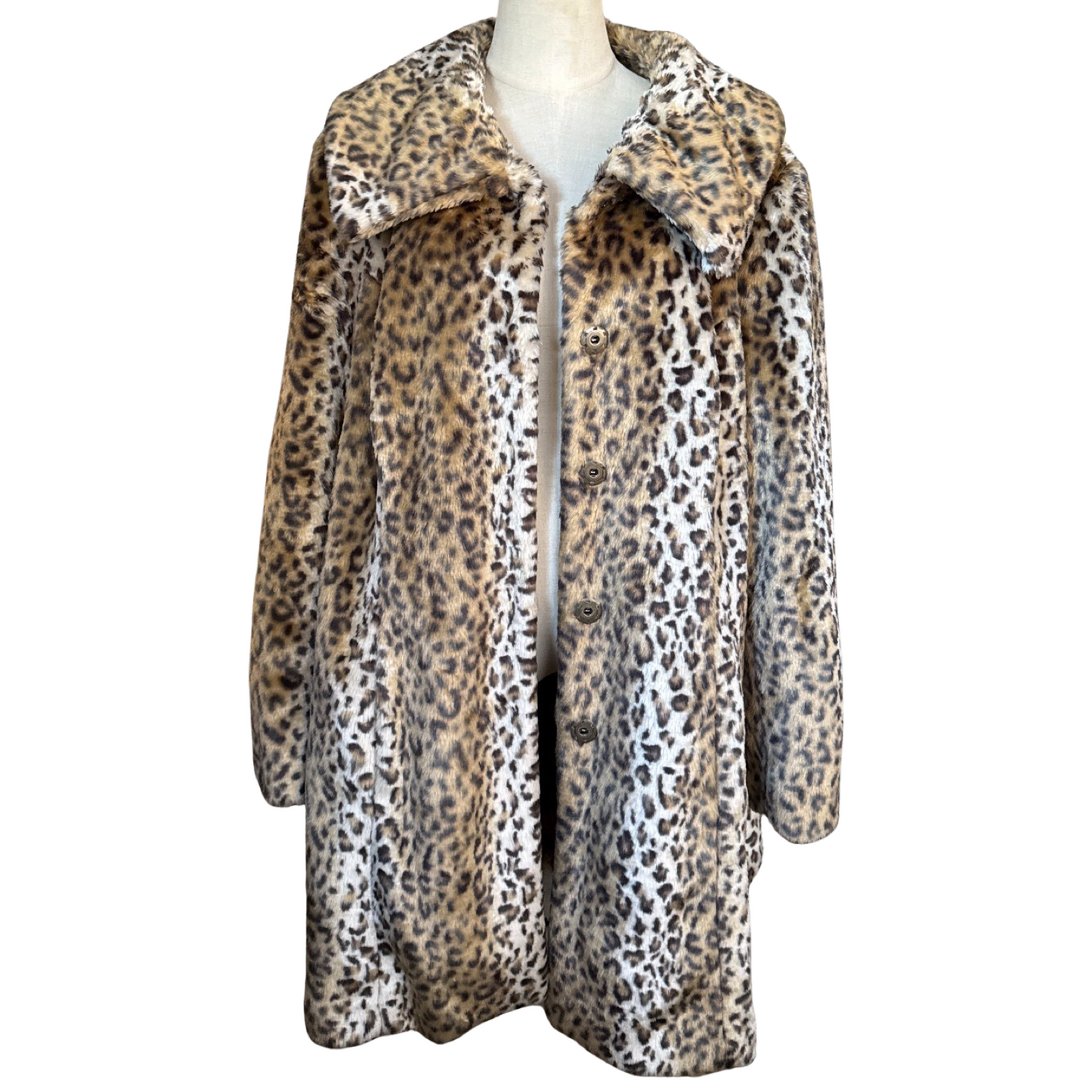 Vintage Leopard Faux Fur Coat