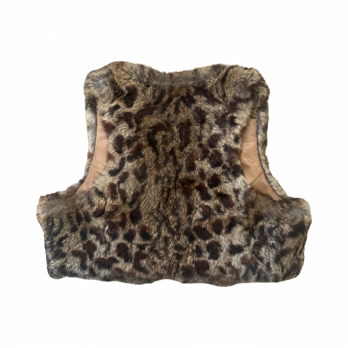 Leopard Print Rabbit Fur Cropped Vest