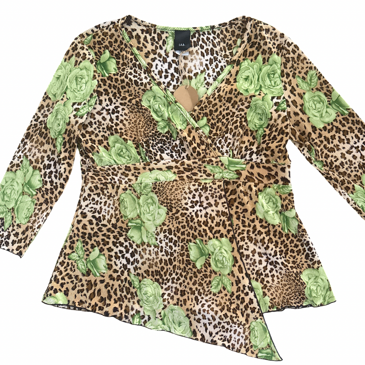 Vintage Y2K Leopard Rose Print Babydoll Top