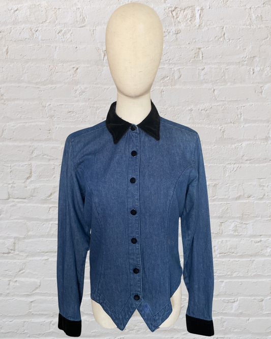 Velvet Denim Button Up