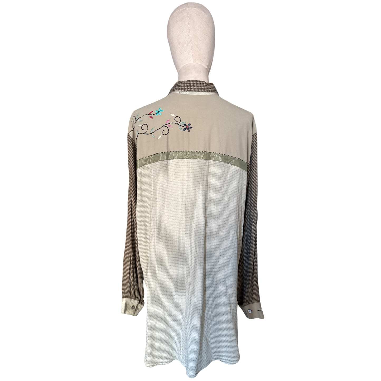 Vintage Textured Embroidered Button Up Top