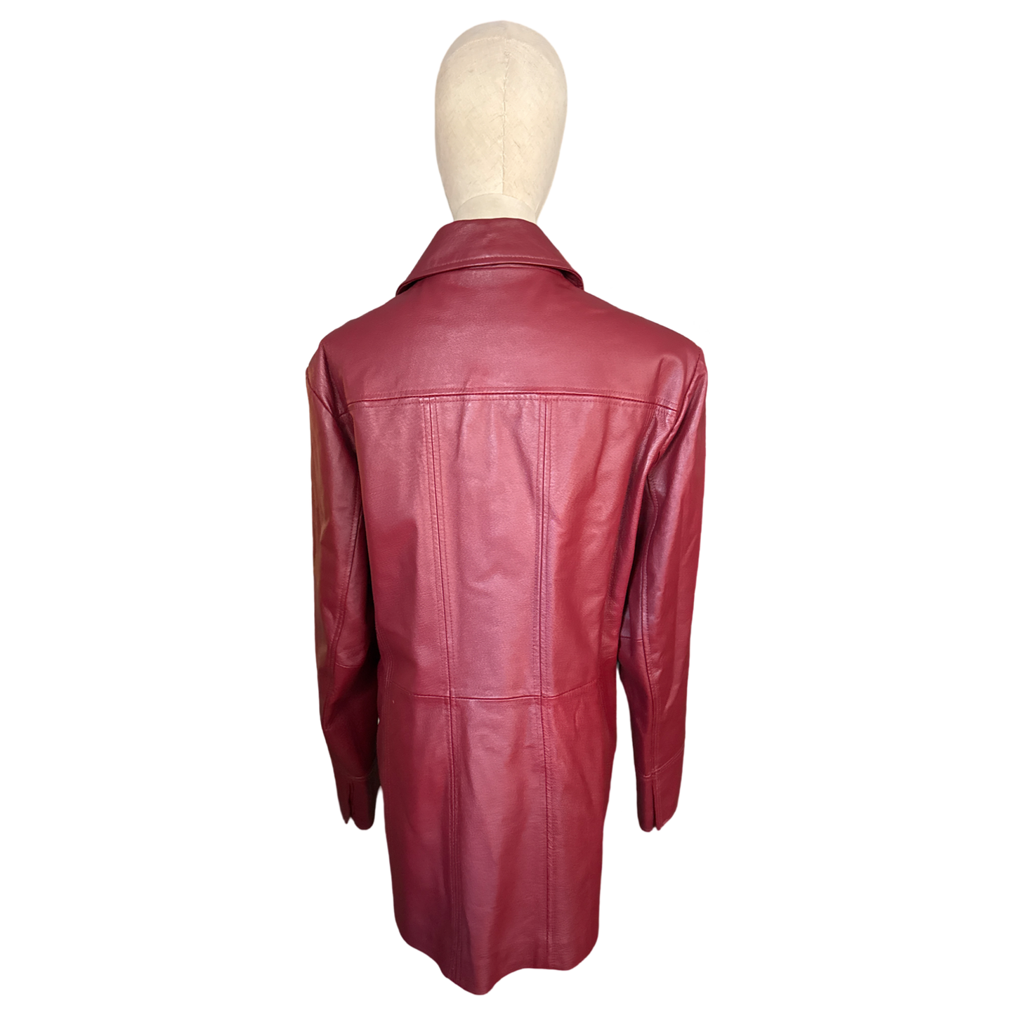 Vintage Red Leather Button Up Jacket