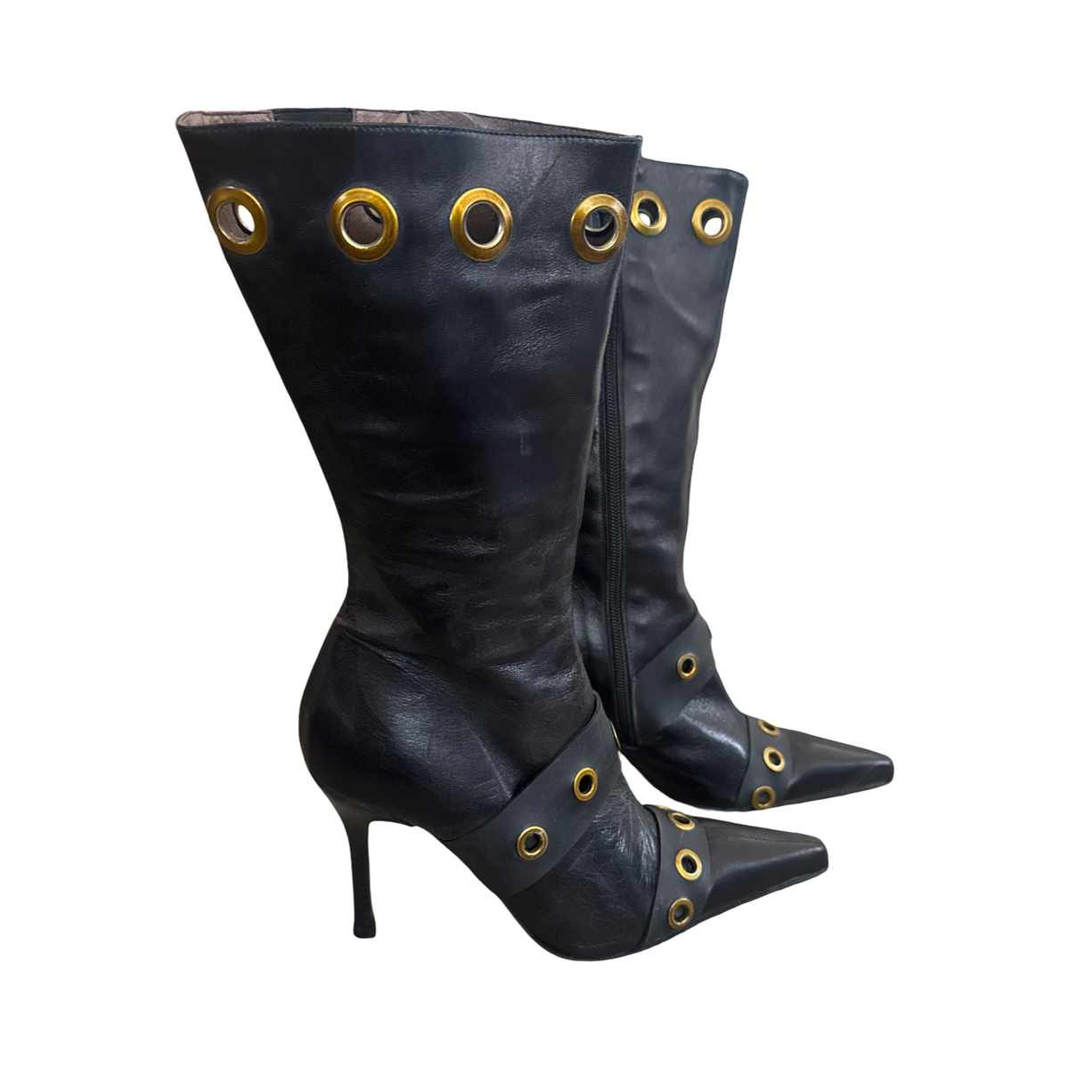 Vintage Paloma Barcelo Leather Grommet Boots