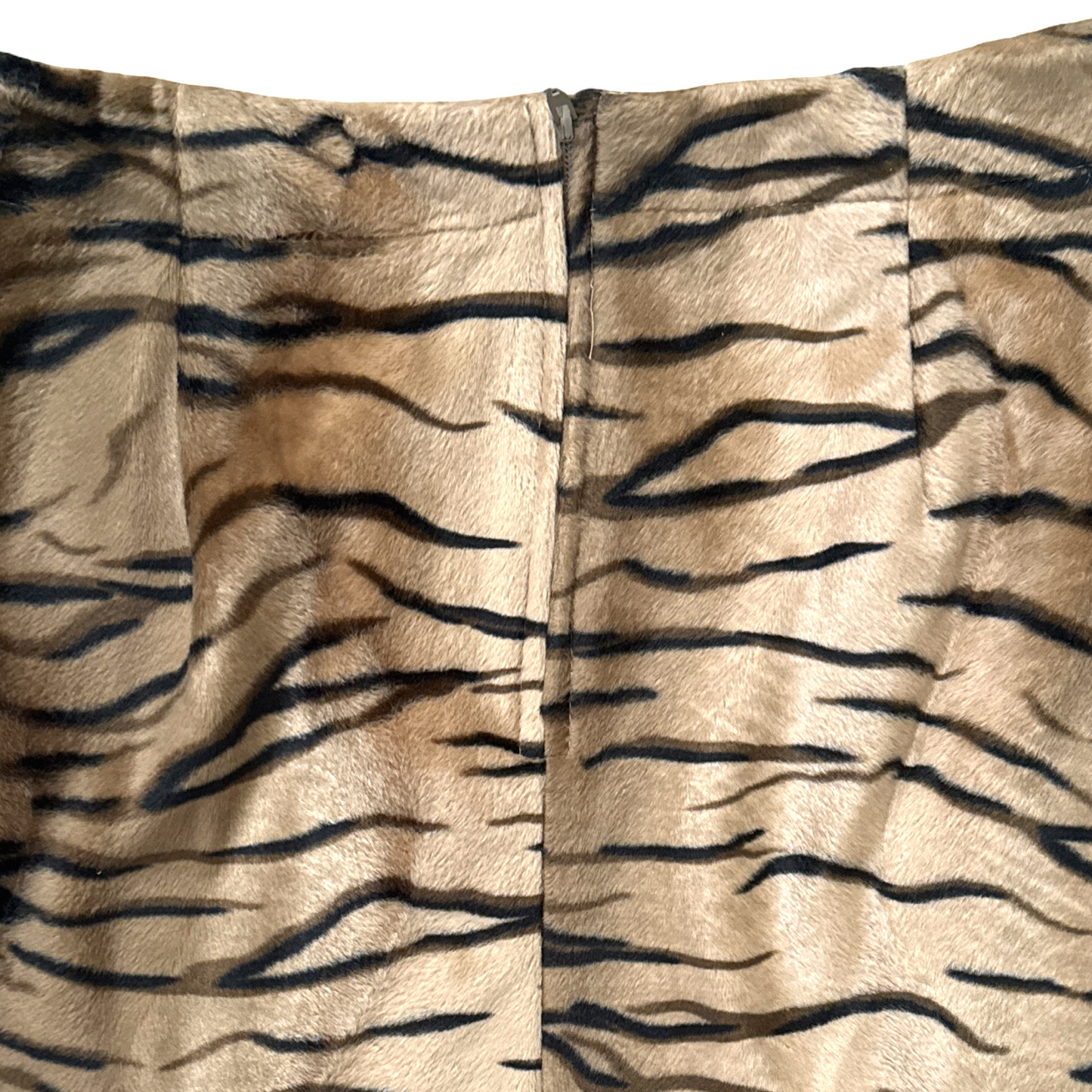 Vintage Tiger Print Faux Fur Mini Skirt