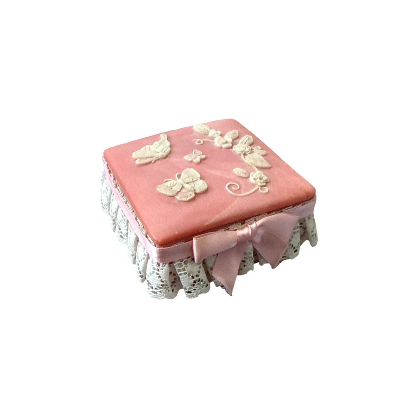 Vintage Lace Butterfly Trinket Box