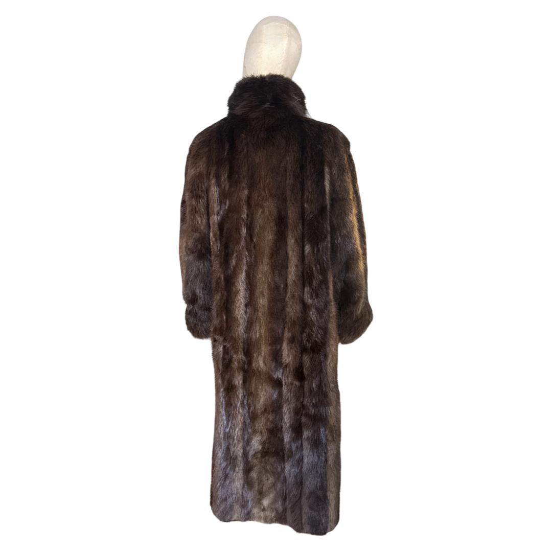 Vintage Brown Opposum Long Fur Coat