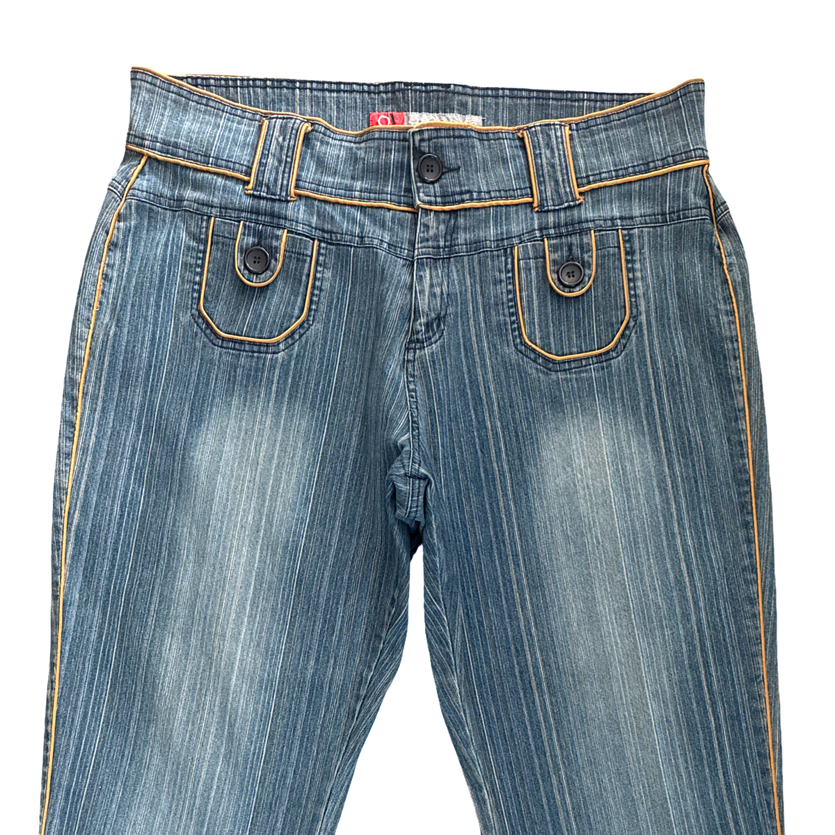 Vintage Y2K Pinstripe Embellished Flare Bootcut Jeans