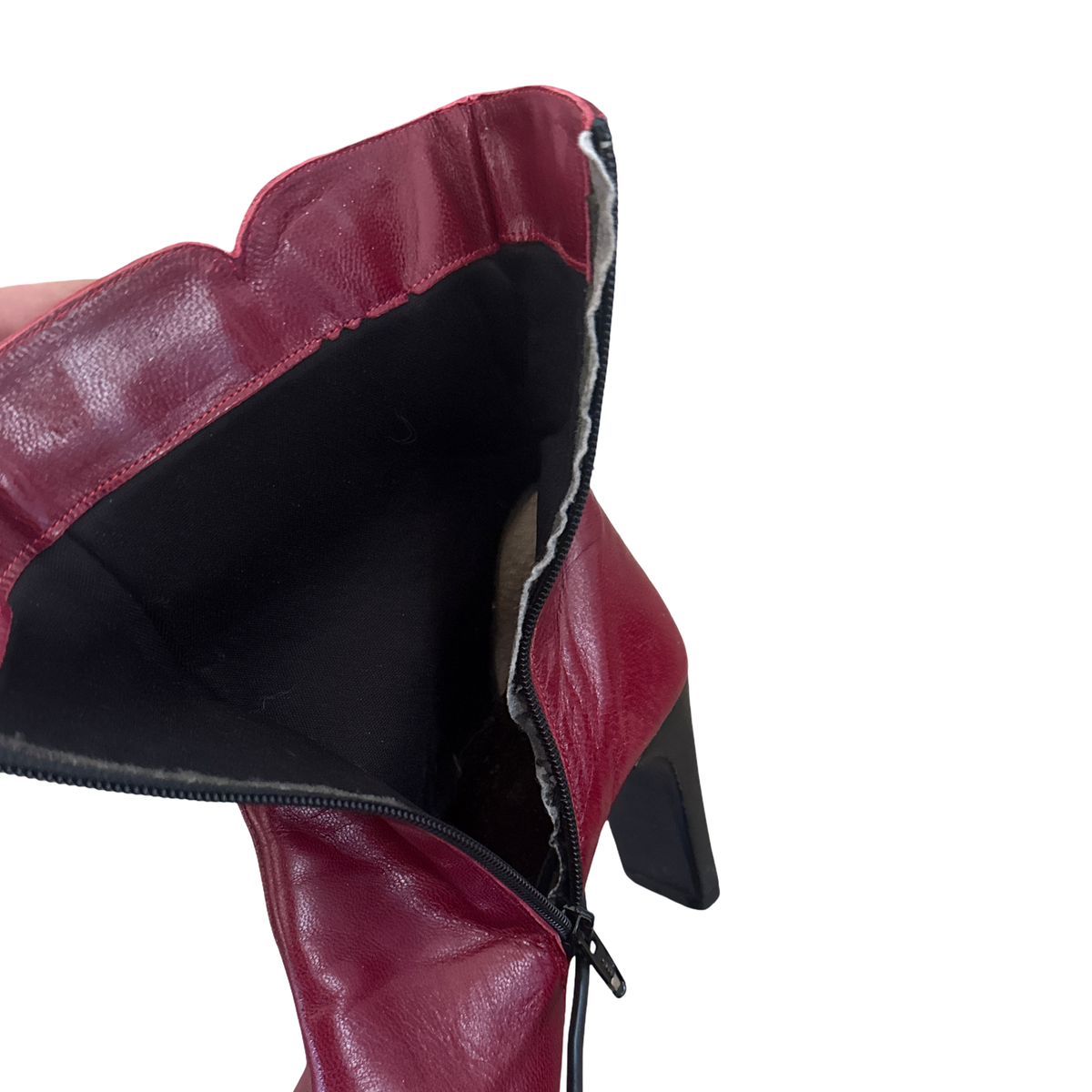 Vintage Vero Cuoio Burgundy Leather Exposed Stitch Boots