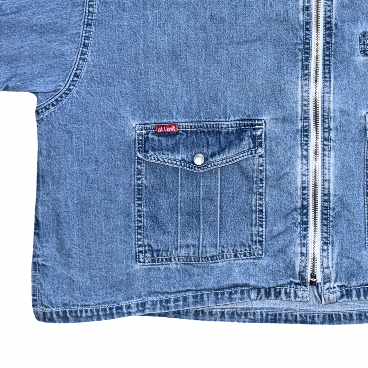 Vintage 90s Crop Zip Up Cargo Denim Top