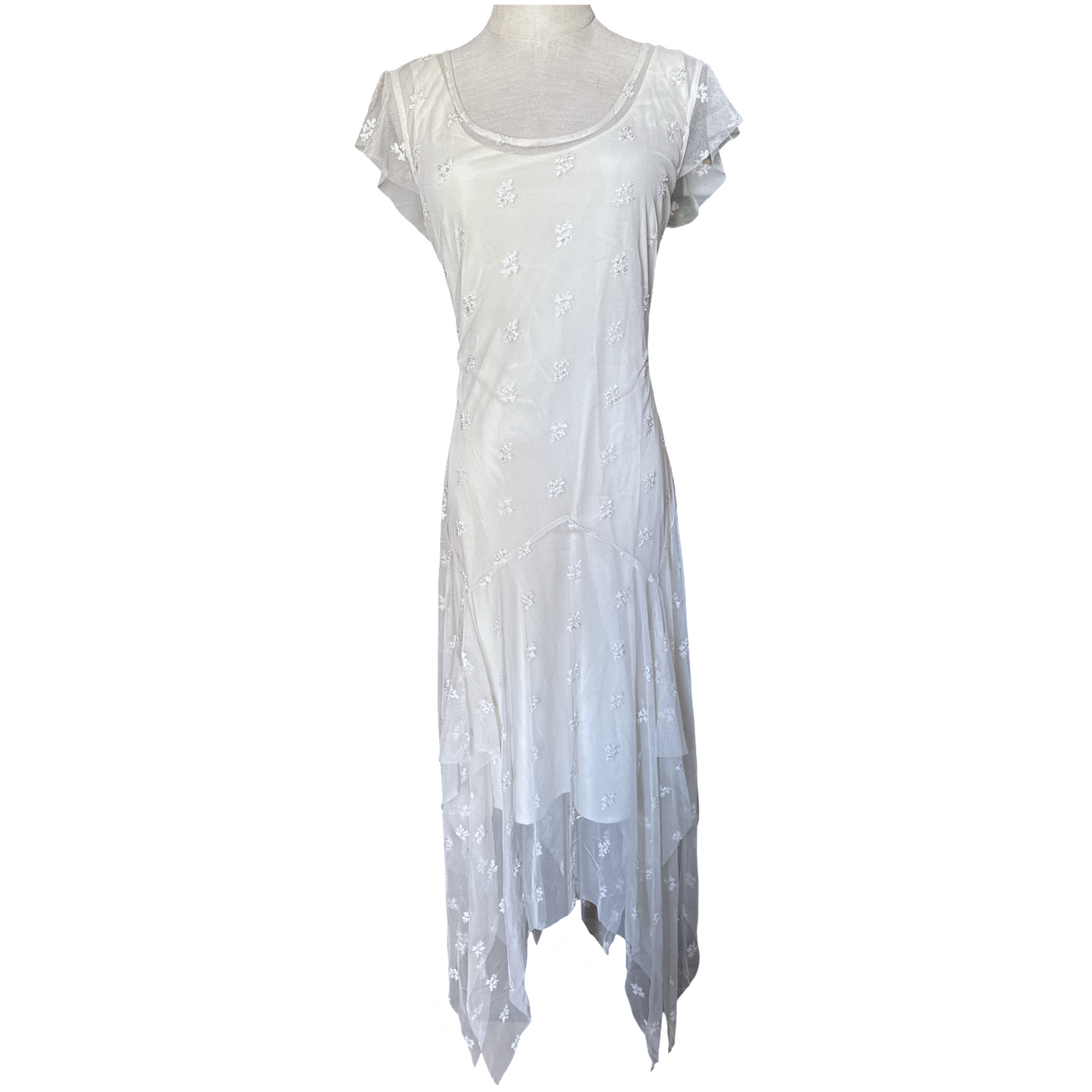 Y2K Dead Stock Beaded Handkerchief Maxi Dress