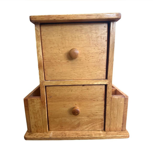 Vintage Apothecary Wood Table Top Drawers Jewelry Holder Whimsy Cottagecore