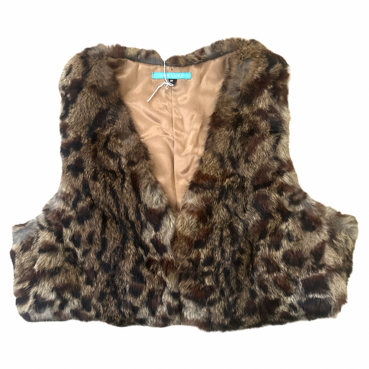 Leopard Print Rabbit Fur Cropped Vest