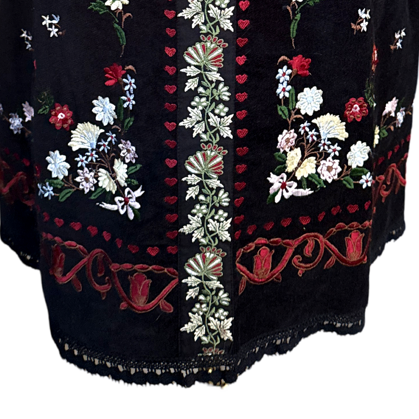 Vintage Velvet Heart Embroidered Mini Skirt