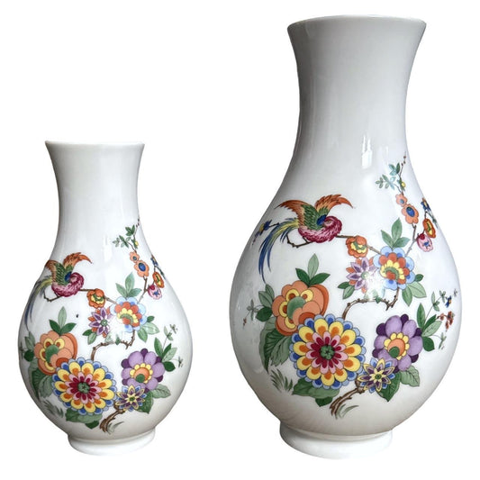Vintage MCM Printed Porcelain Vases