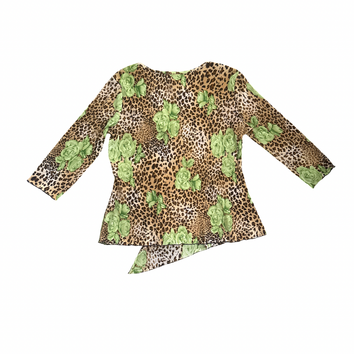 Vintage Y2K Leopard Rose Print Babydoll Top