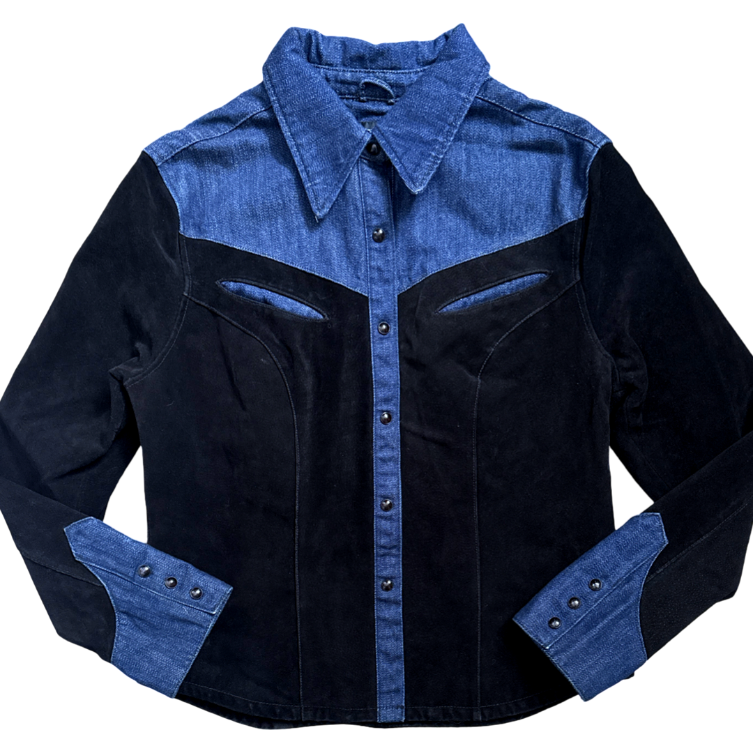 Vintage 90s Denim Suede Jacket