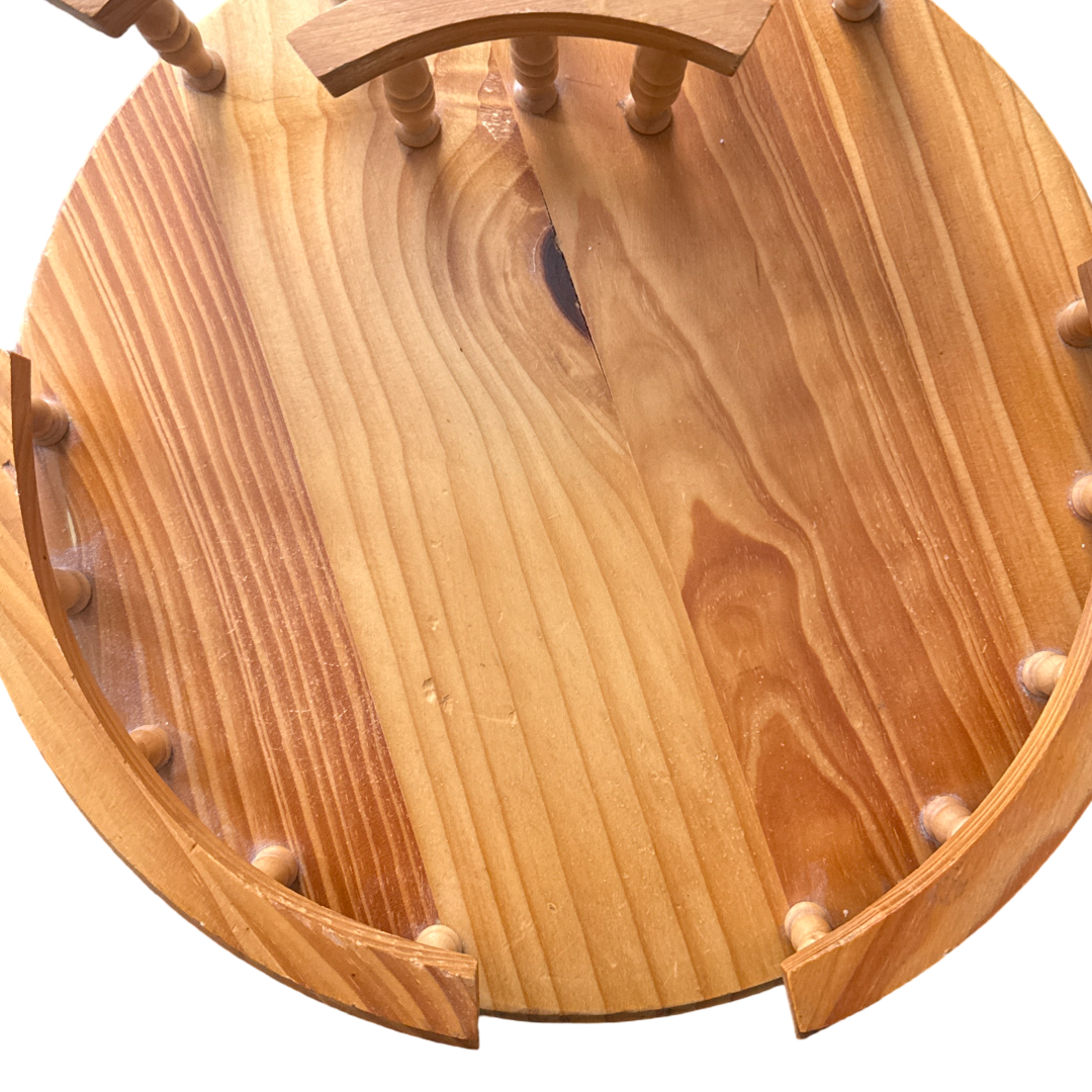 Vintage MCM Wooden Tabletop Lazy Susan Tray with Napkin Holder