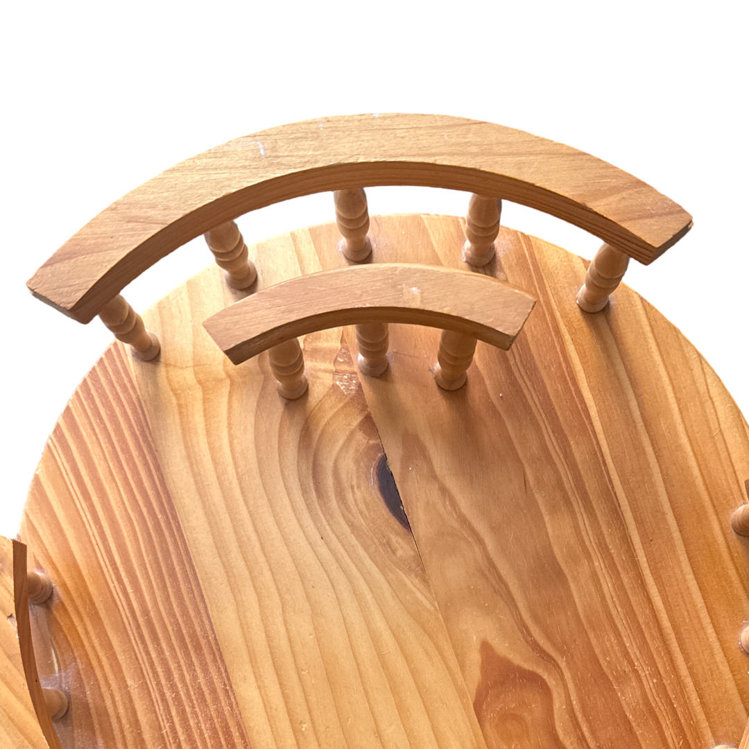 Vintage MCM Wooden Tabletop Lazy Susan Tray with Napkin Holder
