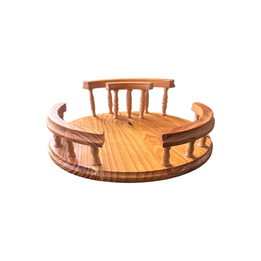 Vintage MCM Wooden Tabletop Lazy Susan Tray with Napkin Holder