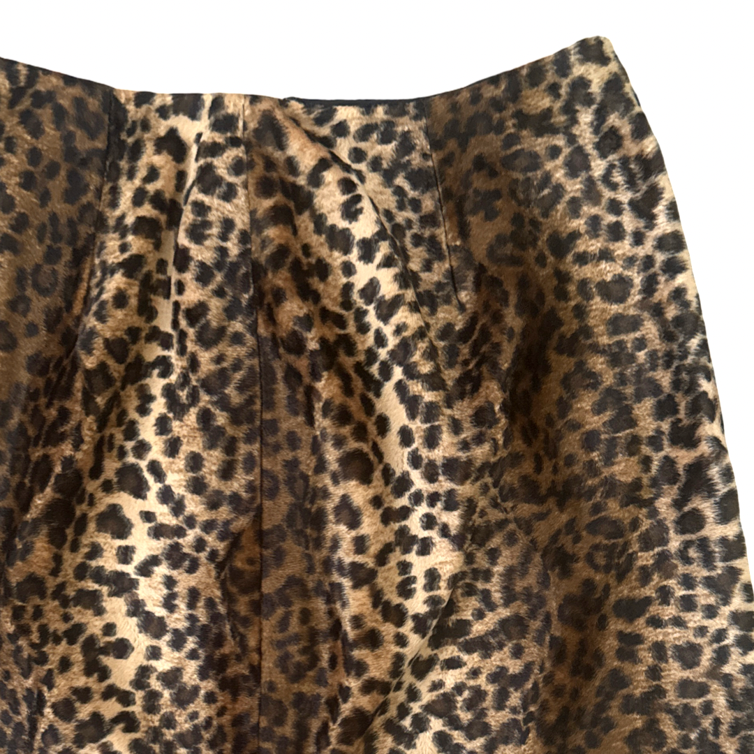 Vintage Leopard Print Faux Fur Mini Skirt