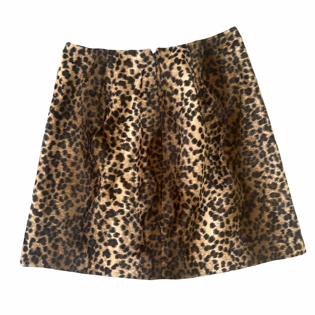 Vintage Leopard Print Faux Fur Mini Skirt
