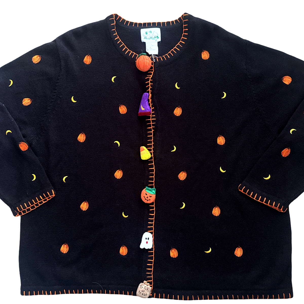 Vintage Dead Stock Halloween Embellished Button up Knit Sweater