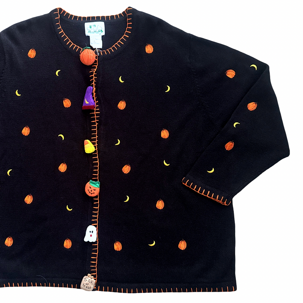 Vintage Dead Stock Halloween Embellished Button up Knit Sweater