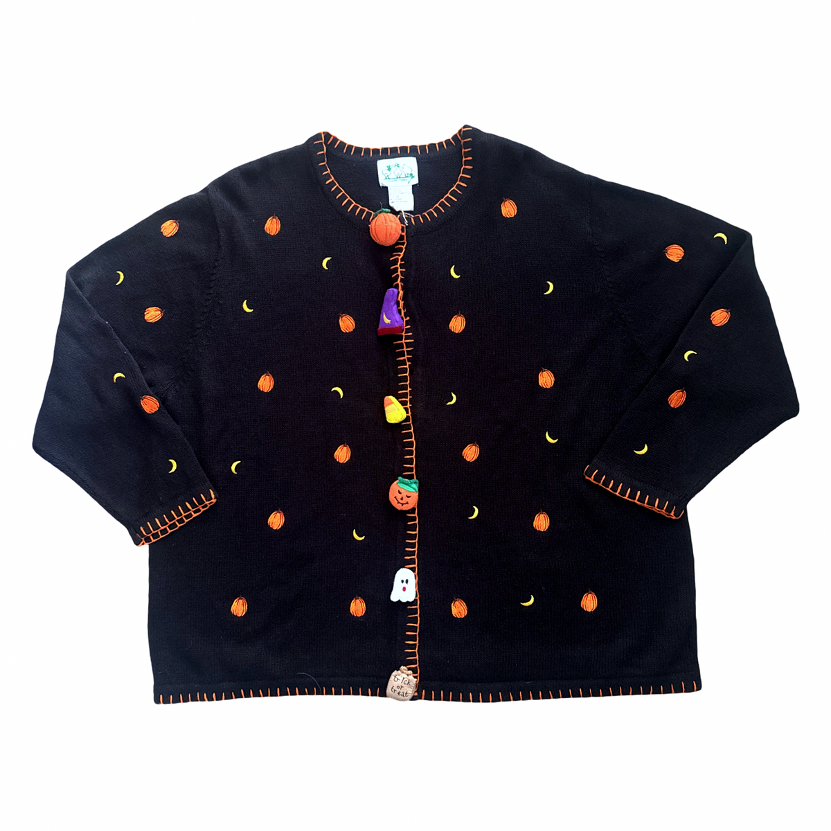 Vintage Dead Stock Halloween Embellished Button up Knit Sweater