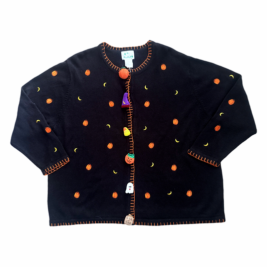 Vintage Dead Stock Halloween Embellished Button up Knit Sweater