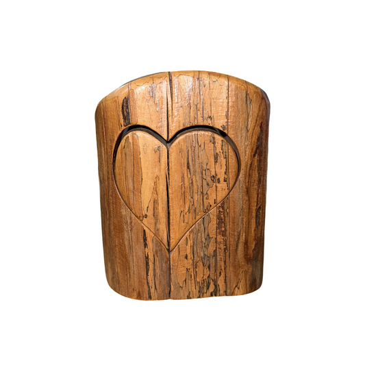 Vintage 70s Wooden Heart Trinket Box