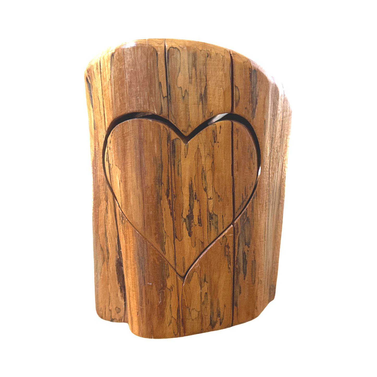 Vintage 70s Wooden Heart Trinket Box