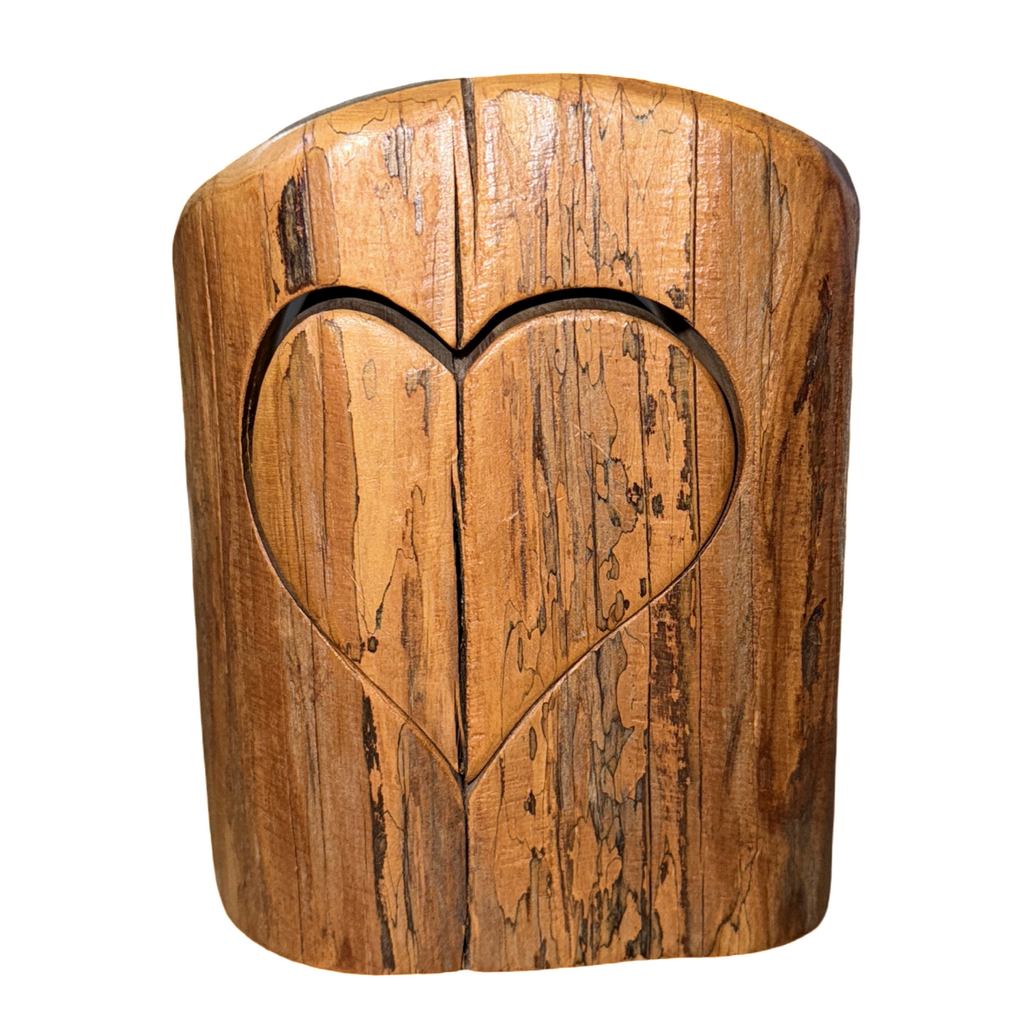 Vintage 70s Wooden Heart Trinket Box